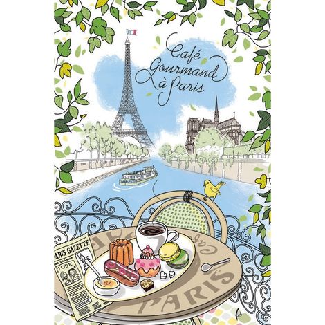 Torchon de Cuisine Café Gourmand Écru 100% Coton Absorbant et Résistant 48 x 72 cm - PANGIVO