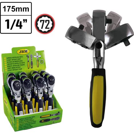 Carraca de 72 dientes articulada 1/4" 175mm JBM 51306