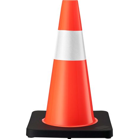 Wiltec – Cône de signalisation 45 cm – 450 x 280 x 280 mm – PVC et caoutchouc – Réflecteurs pour visibilité nocturne – Chantiers, circulation