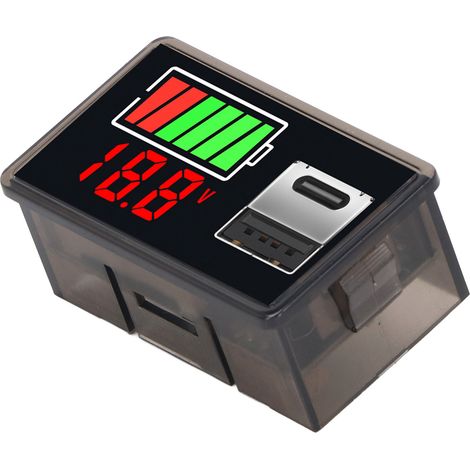 Indicatore di tensione della batteria, display a LED, con porte USB e TYPE C, per veicoli, motociclette, imbarcazioni, DC 8-30V, retroilluminazione blu. (1/5)