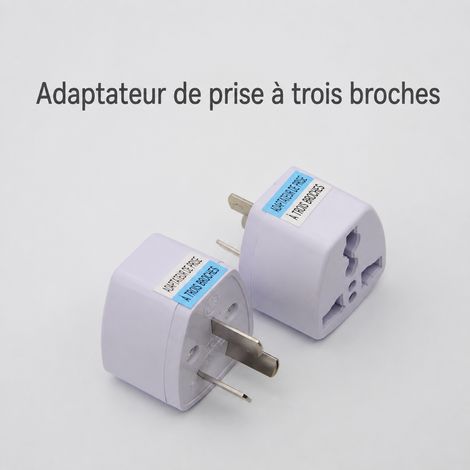 Adaptateur de prise secteur standard chinois 3 broches plates 110-250V ABS blanc 800 0.027 3 pièces 27 g – Livraison gratuite