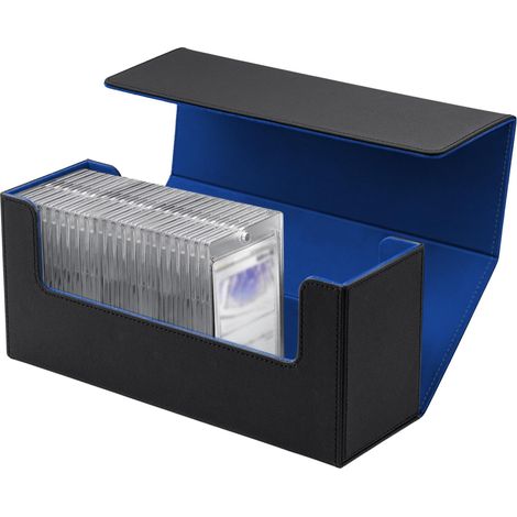 Boîte de Rangement Magnétique pour Cartes à Collectionner, Deck Box pour MTG, TCG, Commander (580+ Cartes), Organisateur de Bureau et Rangement Maison - Noir et Bleu (1/5)