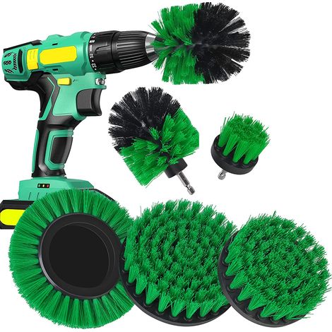 Kit de 5 brosses de nettoyage pour perceuse, comprenant une brosse pour rebords de baignoire, du carrelage, des accessoires de cuisine, de voiture, des coins de canapé et des grilles de barbecue. (1/5)