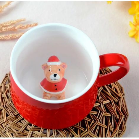 Tasse De Noël - Tasse En Céramique Avec Motif 3D De Bonhomme De Neige Et Père Noël - Pour Café Petit-Déjeuner Chocolat Chaud - 1 Pièce