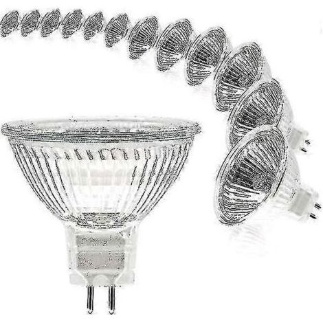Pair Ampoules halogènes 12 V 20 W pour culot MR16/GU5.3, dimmables, blanc chaud 2700 K, lot de 12