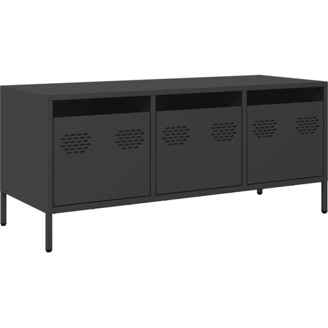 Mobile TV multimediale scaffale per televisione televisione buffet sala da pranzo soggiorno camera da letto 101,5 x 39 x 43,5 cm acciaio laminato a freddo nero 020025553