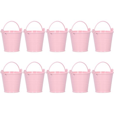 Juego de 10 mini macetas para plantas suculentas, pequeños cubos de metal rosa para decoración de interiores y exteriores, 4 x 5,5 x 6 cm