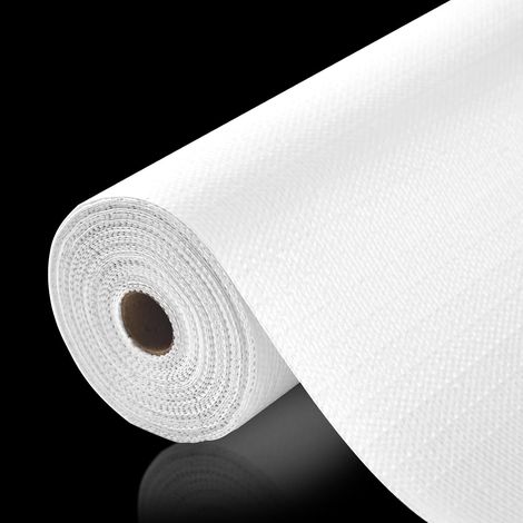 Revêtement antidérapant pour tiroir et étagère de cuisine - Non adhésif - Épais - Forte adhérence - Imperméable - Lavable - Protection de commode, étagères, armoires de salle de bain - Blanc (1/5)