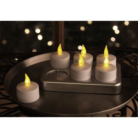 TrAdE Shop Traesio - Kit Candele Candeline A Led Fiamma Tremolante Lumini Con Batterie Incluse Calda - -6 Pezzi -