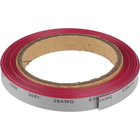 Câble en nappe RS PRO 10 voies 28 AWG, pas de 1.27mm, Gris, 5m ( Prix pour Bobine de 5 Mètres ) (1/3)