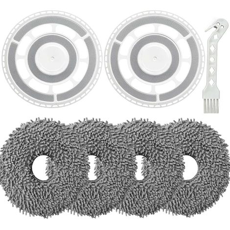 Chiffons de nettoyage avec supports de rechange pour Roborock Qrevo S/Qrevo Master/Qrevo Pro/Qrevo Plus, pièces détachées pour aspirateur robot (4 chiffons de nettoyage + 2 supports de rechange) (1/5)