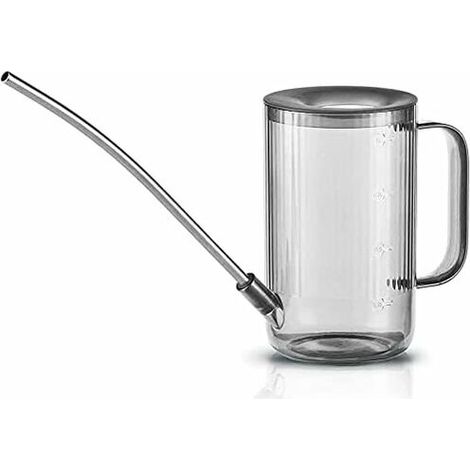 Arrosoir pour Fleurs,Petit Arrosoir,Arrosoir à Long Nez en Acier Inoxydable,Arrosoir pour Plantes d'intérieur,Arrosoir en Plastique Transparent, Gris