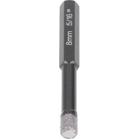 Foret diamanté de 8 mm pour perçage à sec, à queue hexagonale, idéal pour les carreaux de céramique. (1/5)