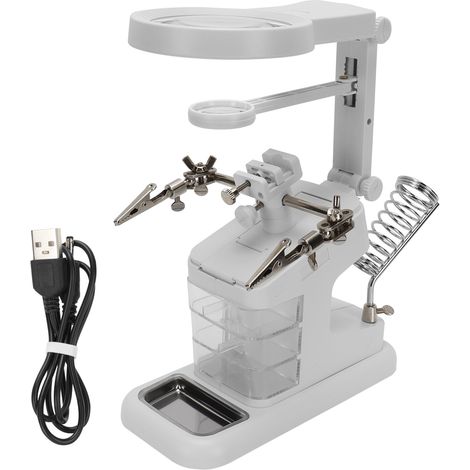 Lunette Loupe LED Bureau Mains Libres pour Lecture Inspection Soudure Réparation Blanche (1/5)