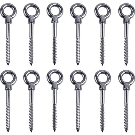 12 x Boulon à œil avec Filetage à Bois, M8 x 80 mm Boulon Anneau Ecrou à œil en Acier Inoxydable 304 Vis à Crochet (1/5)