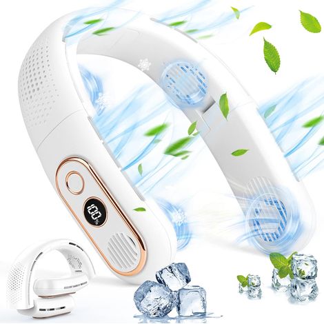 Portable Neck Fan 4000mAh Bladeless Neck Fan with 3 Adjustable Speeds,Digital Display Personal Fan for Home Office Travel Sports (1/5)