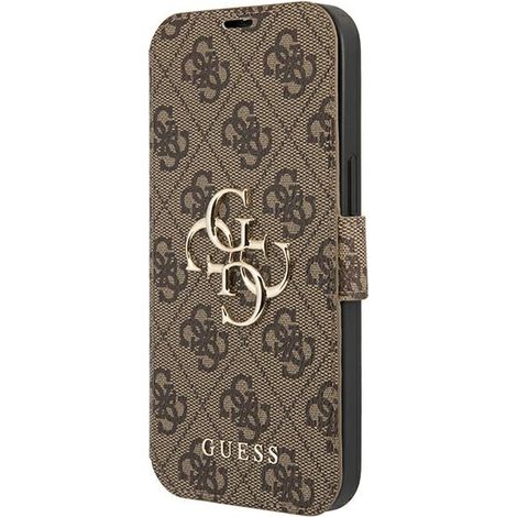 Funda Guess para iPhone 13 Pro Max con tapa, color marrón, 4G y logo grande. (1/5)