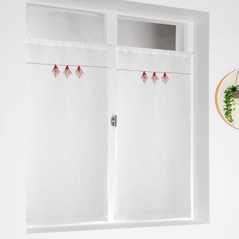 Paire de petits voilages au style géométrique Rouge 47x60 cm (1/3)