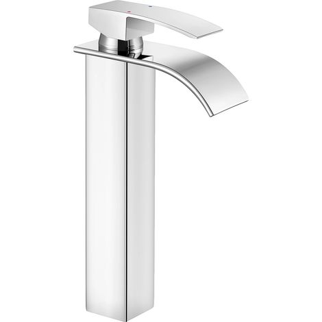 Robinet de lavabo, sortie en cascade, acier inoxydable durable, Chrome, G3/8 (1/2)