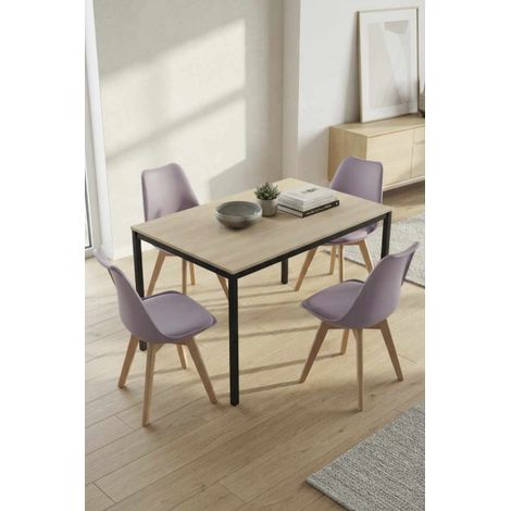 Mesas Comedor - Mesa Black Rectangular Dino 120x60 cm - Madera Natural (1/5)