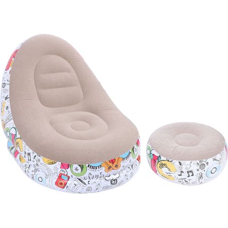 Fauteuil gonflable lounge minimaliste style graffiti, avec repose-pieds, pour salon ou chambre. (1/5)