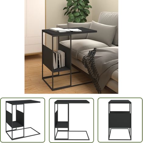The Living Store Beistelltisch Schwarz 55x36x59,5 cm Holzwerkstoff - Couchtisch - Beistelltisch - Side Table - Holzwerkstoff - Schwarz (1/5)