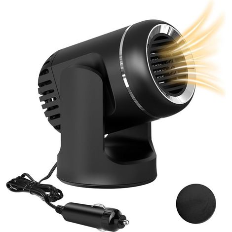(Noir)Chauffage Soufflant pour Voiture 12V 120W, Chauffage d'appoint 2 en 1, Désembueur avec Tapis Antidérapant, Dégivreur Portable pour Voiture, Chauffage Rapide (1/5)