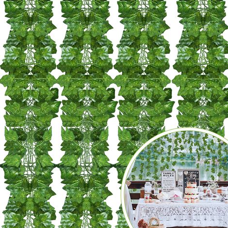 Randaco Edera artificiale 12pz - l. 24m - Siepe artificiale - Ghirlanda di edera artificiale - Decorazione da giardino