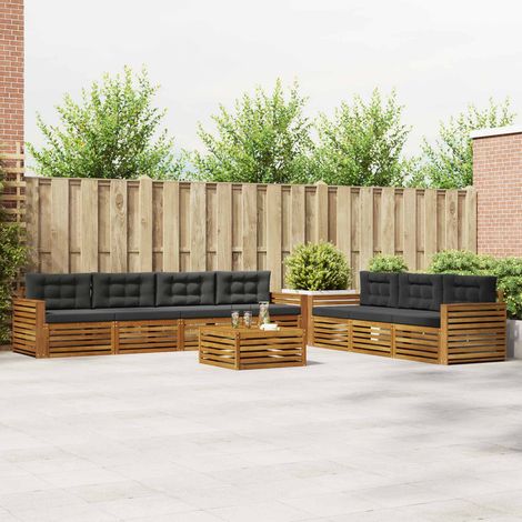 Outdoor-Sofagarnitur mit Kissen 8 pcs Natur und Anthrazit