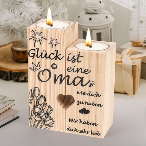 Kerzenständer Holz Geschenk Oma personalisiert 06 (1/5)