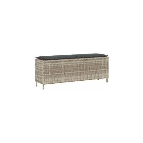 Banc de jardin coussin gris clair 110x30x40,5 résine tressée (1/5)