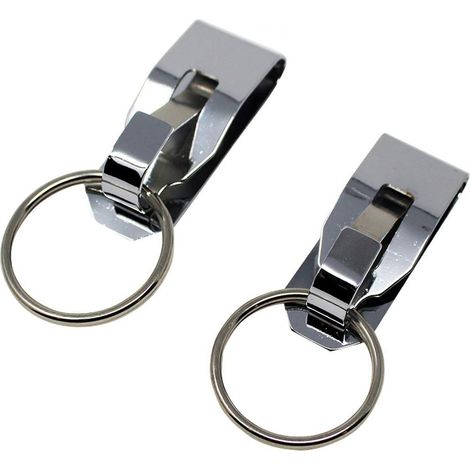 Porte-clés en acier inoxydable 2 pièces en argent rétro simple (1/5)