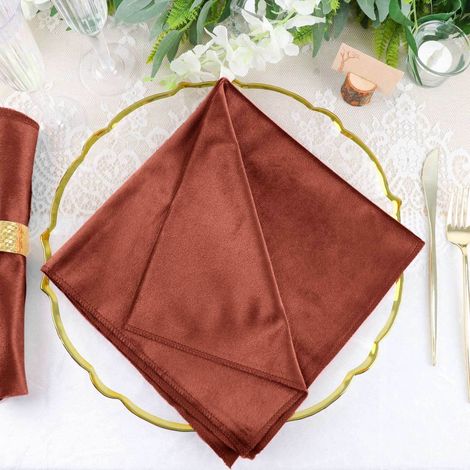 Serviette En Velours - 20 x 20 Pouces - Terracotta - Usage Événementiel - Lot De 5 (1/5)