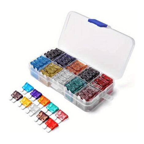 100 Pcs Fusible Voiture Standard et Mini Jeu de Fusibles Auto Mixte avec Extracteur Fusibles Plats pour Auto Moto Truck RV Camion (1/5)
