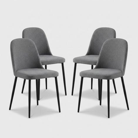 Set 4 sedie da pranzo imbottite soft-touch gambe metallo Gaelia - Grigio chiaro
