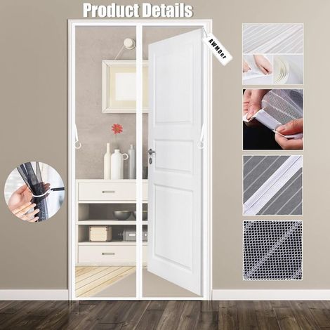 Moustiquaire Porte Magnetique,La Moustiquaire Aimantée À Mailles Fines,Rideau Anti-Mouches et Anti-Insectes,Avec Fermoir de Rangement,Se Fermant Automatiquement(Café Broderie 80x205cm)