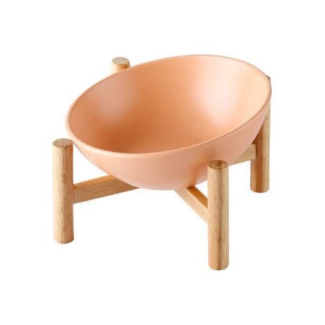 1 Gamelle, Support en bois, Céramique, Design incliné, Pour chien et chat (1/5)