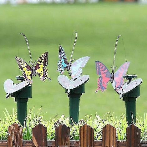 Ensemble de 3 ornements décoratifs papillon et colibri volants, alimentés à l'énergie solaire/à piles, adaptés aux jardins et aux patios, couleurs aléatoires. (1/5)