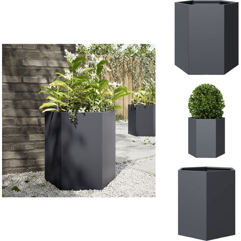 Pflanzkübel Anthrazit Sechseckig 46x40x45 Stahl - Pflanzkübel - Pflanzgefäß - Hochbeet - Blumenkasten (1/5)