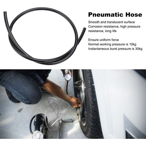 Tuyau pneumatique flexible en TPU pour compresseur d'air, destiné aux produits chimiques, carburants et huiles (TPU0805 OD8 x ID5 Noir 1 mètre). (1/4)