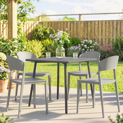 Set 4 Sedie Giardino , Impilabili, Struttura pp Adatte per Tutte le Stagioni
