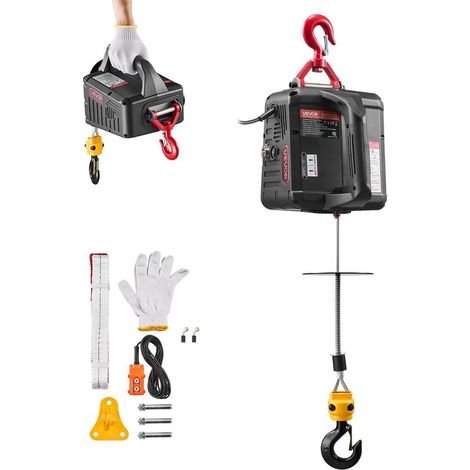 Usine, entrepôt, garage - treuil de levage portable 1500 W, palan électrique 2 en 1, commande manuelle ou filaire (1/5)