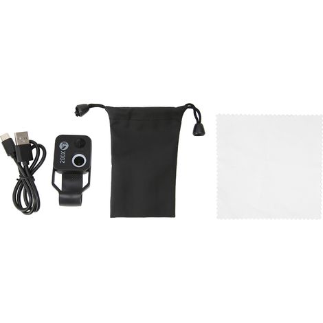 Microscope de Poche Universel 200X avec Lentille CPL pour iPhone et Android - Noir (1/5)