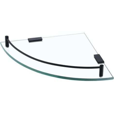 Étagère Murale Salle de Bain Tablette Verre Douche Étagère d'angle Murale Étagère d'angle de Douche Acier Inoxydable SUS 304 Noir Mat