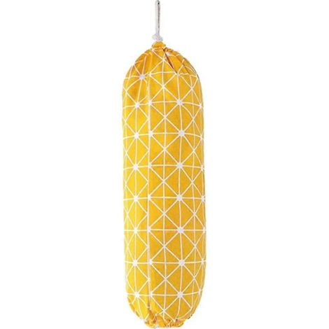 Sac à provisions mural pliable, distributeur de sacs en plastique jaune, lavable et réutilisable, range-sacs à courses compact. (1/5)