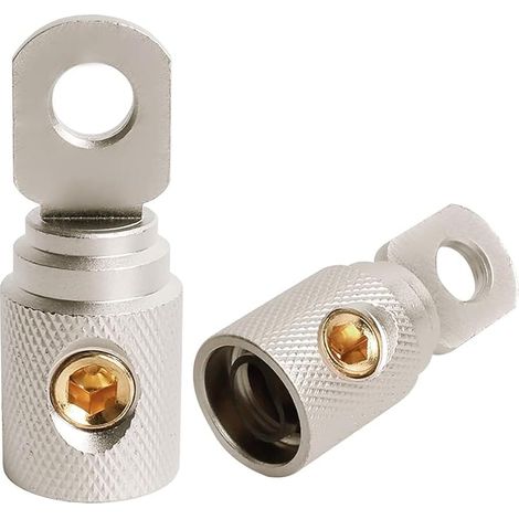 2 Pièces Vis de serrage à anneau 0 AWG,bornes à anneau de batterie en laiton nickelé pour fil de calibre 0-2 (1/5)