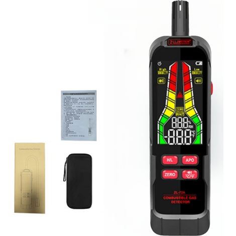 Detector portátil de fugas de gas combustible, comprobador de gas natural, analizador de concentración portátil con alarma sonora y visual. (1/5)