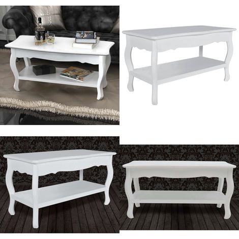 Couchtisch mit Ablage MDF Weiß - Couchtisch - Wohnzimmerschrank - Kiefernholz - Weiße Möbel - Landhausstil - Home & Living (1/5)
