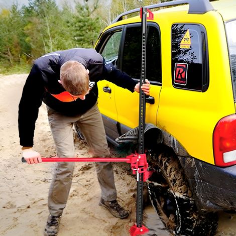 Cric farm jack tout-terrain ATV 4x4, cric pour voiture véhicule charge max. 3000 kg, hauteur de levage 11-135 cm, rouge (1/5)