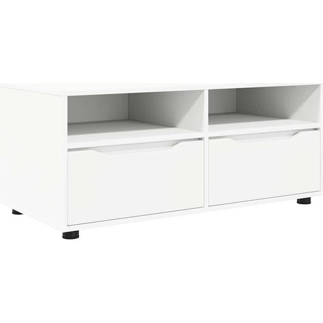 Mobile porta TV moderno rettangolare bianco con cassetto e ripiani decorativi di design 100 x 48 x 43 cm in legno ingegnerizzato bianco 020054661